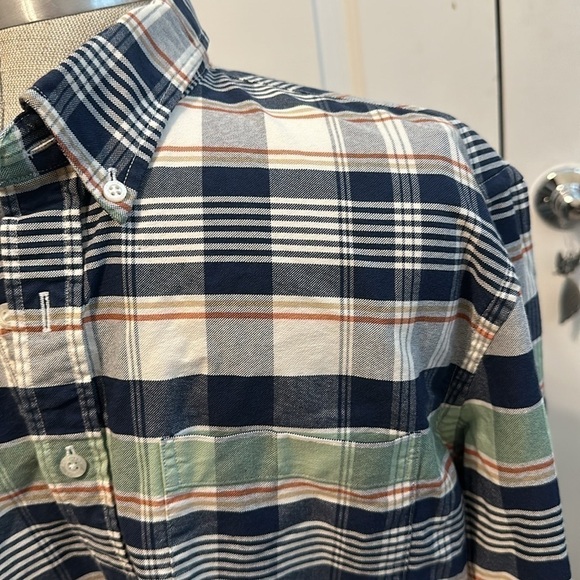 BROOKS BROTHERS RED FLEECE OXFORD BUTTON DOWN PLAID POPOVER GUC SZ L - Picture 7 of 9